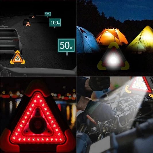 Lampe de Signalisation d'Urgence Solaire Triangulaire pour le Bord de Route