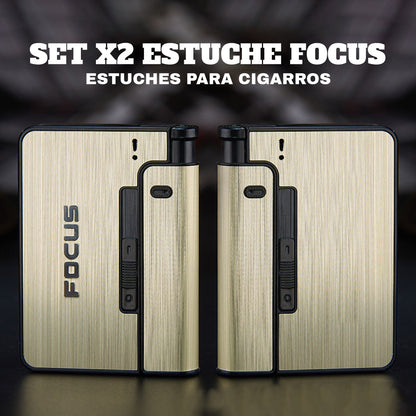 Ensemble Exclusif de 2 Étuis à Cigares Focus Lighter